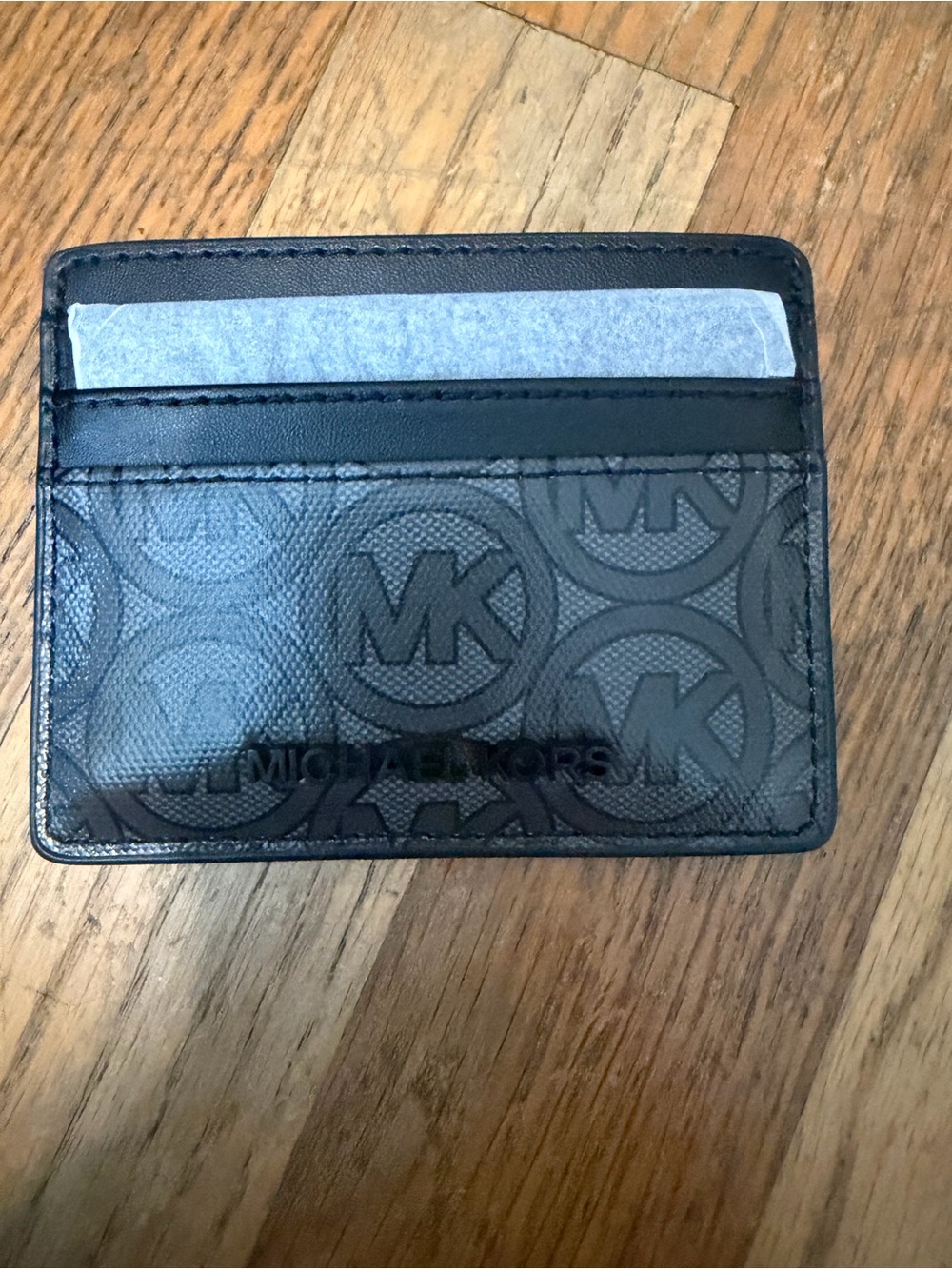 Michael Kors Black MK Jodie Logo Jacquard Card Case